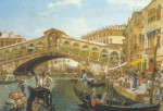 A Busy Day Near the Rialto Bridge, Venice, Antonio Pascutti (1832-1892)