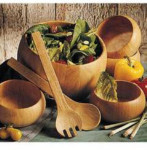 Calabash Salad Set - Natural Hardwood - 7 Pieces