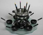 3-in-1 Glass Lazy Susan Fondue Set - 30 pieces