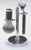 Shaving Brush Set - Polished Chrome - 3 Pieces