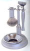 Shaving Brush Set - Satin Gray Finish - 4 Pieces
