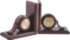 Bookends with Clock & Thermometer - Cherry Wood