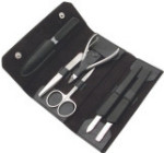 Manicure Set - Black Leather Case - 6 Implements