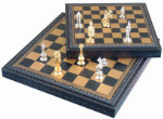 Leather Chess Set with Florentine Pieces - 11"