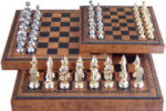 Leather Chess & Checkers Set with Staunton Pieces - 11"