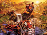 Tigers At the Watering Hole - 2000 Pieces