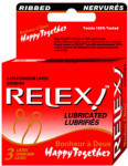 Relex Ribbed Lubricated Latex Condoms - Happy Together - 3 Pack
