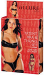 Allure Leather - Patent Leather Bra & Thong Set - Black - One Size