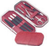 Manicure Set - Red Solid Frame Case - 8 Implements