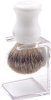Shaving Brush - White Handle with Clear Stand