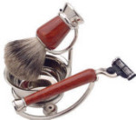 Chrome and Briarwood Shave Set