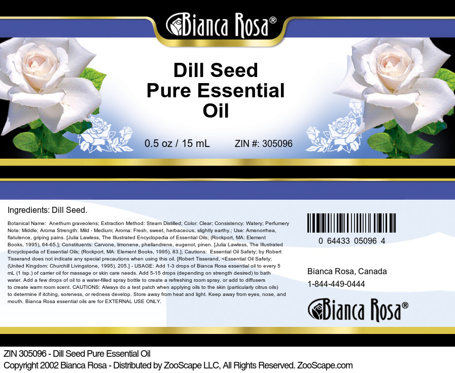 Dill Seed Pure Essential Oil - Label