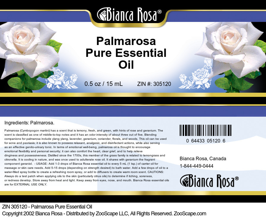 Palmarosa Pure Essential Oil - Label
