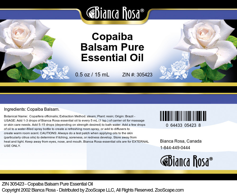 Copaiba Balsam Pure Essential Oil - Label