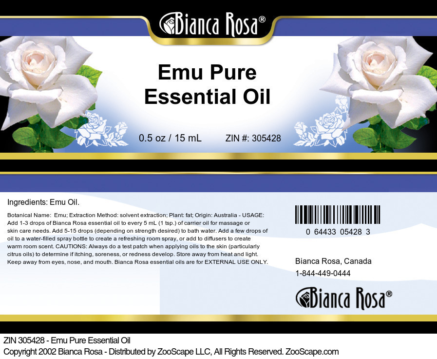 Emu Pure Essential Oil - Label