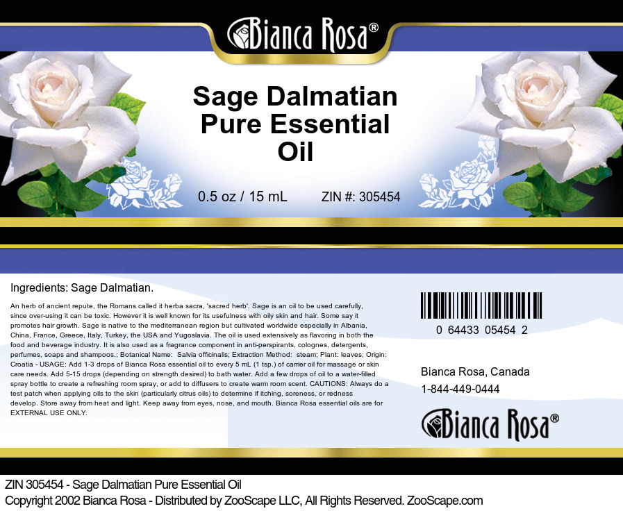 Sage Dalmatian Pure Essential Oil - Label