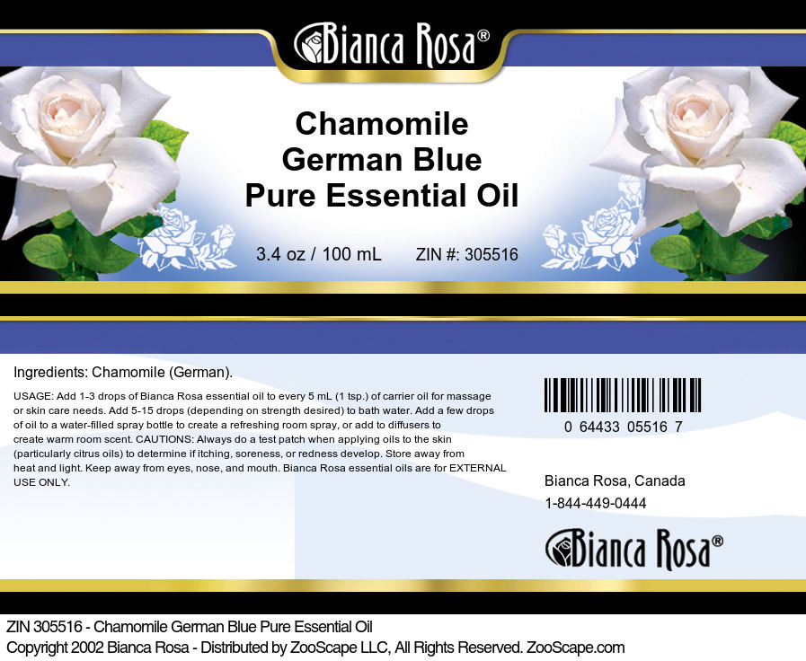 Chamomile German Blue Pure Essential Oil - Label