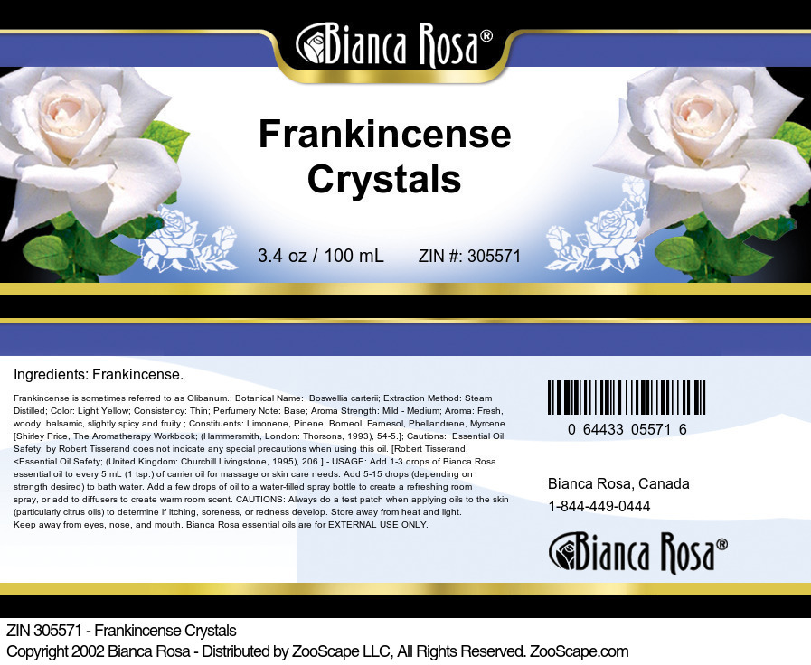 Frankincense Crystals - Label