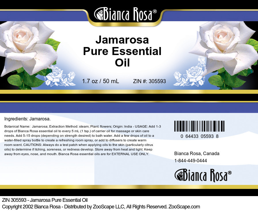 Jamarosa Pure Essential Oil - Label