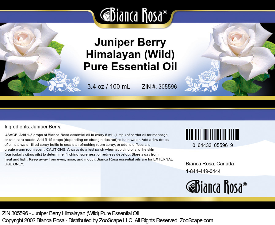 Juniper Berry Himalayan (Wild) Pure Essential Oil - Label