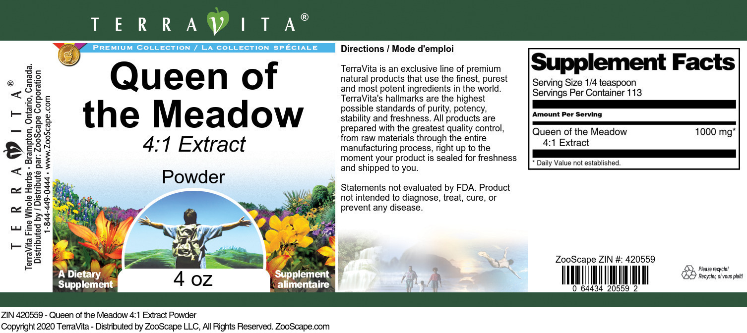 Queen of the Meadow 4:1 Extract Powder - Label