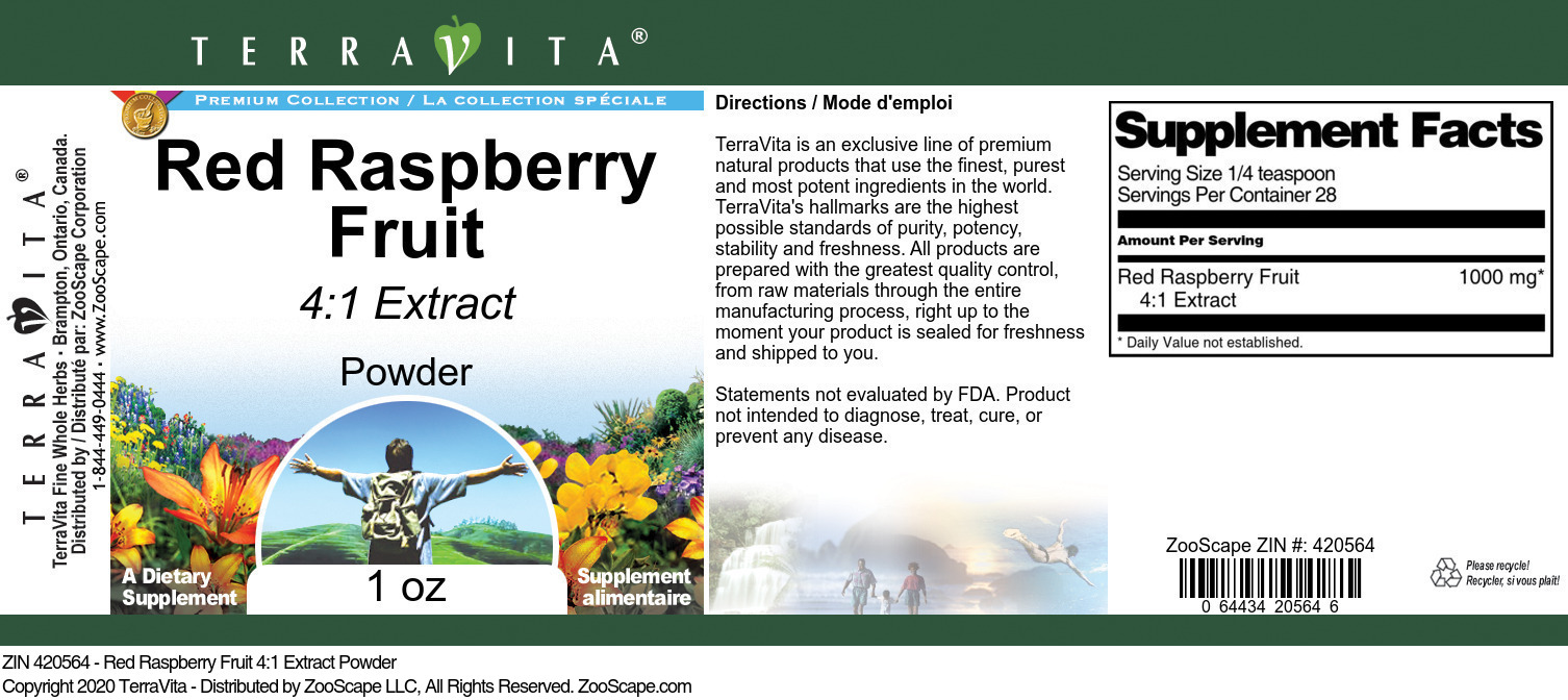 Red Raspberry Fruit 4:1 Extract Powder - Label