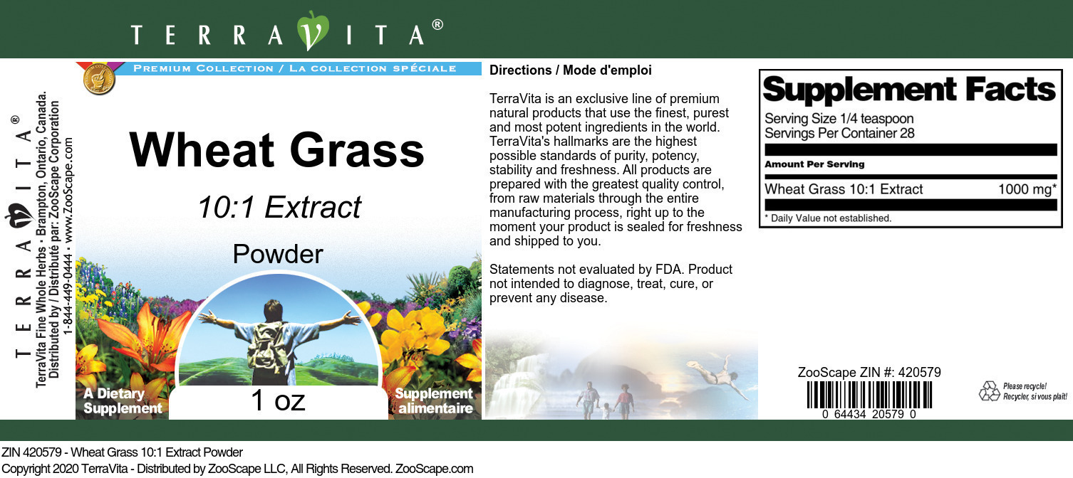 Wheat Grass 10:1 Extract Powder - Label