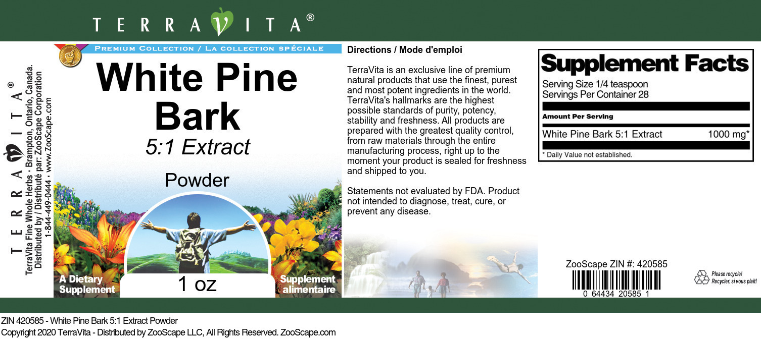 White Pine Bark 5:1 Extract Powder - Label