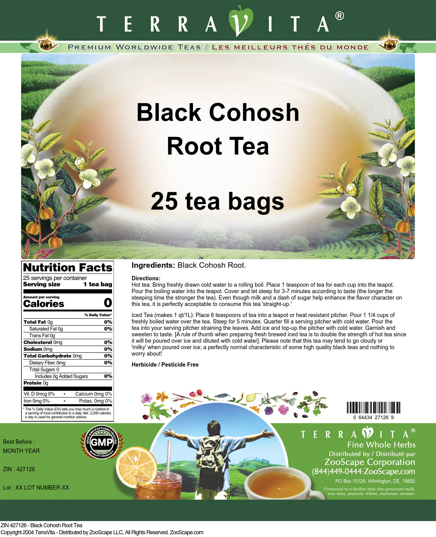 Black Cohosh Root Tea - Label