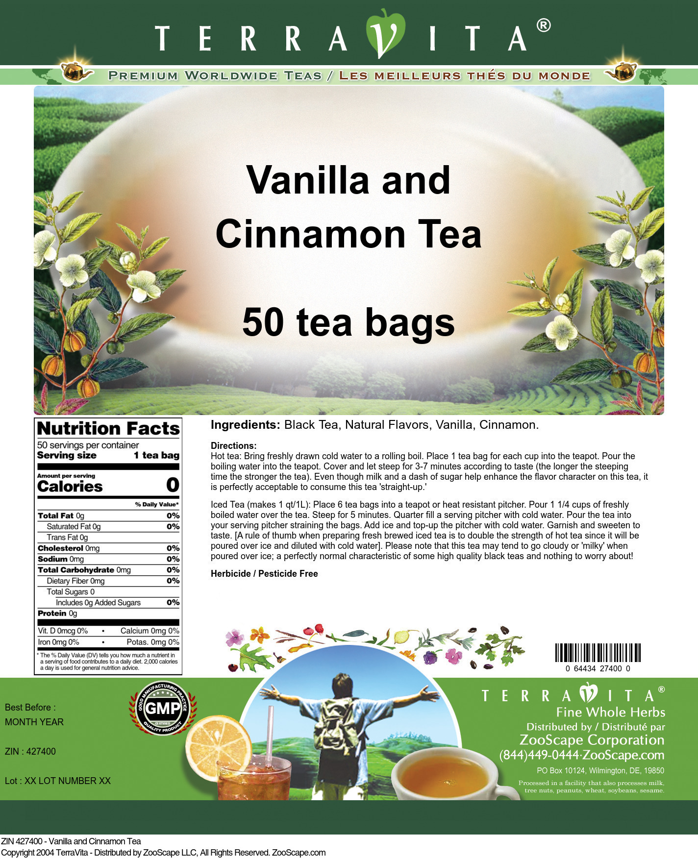 Vanilla and Cinnamon Tea - Label