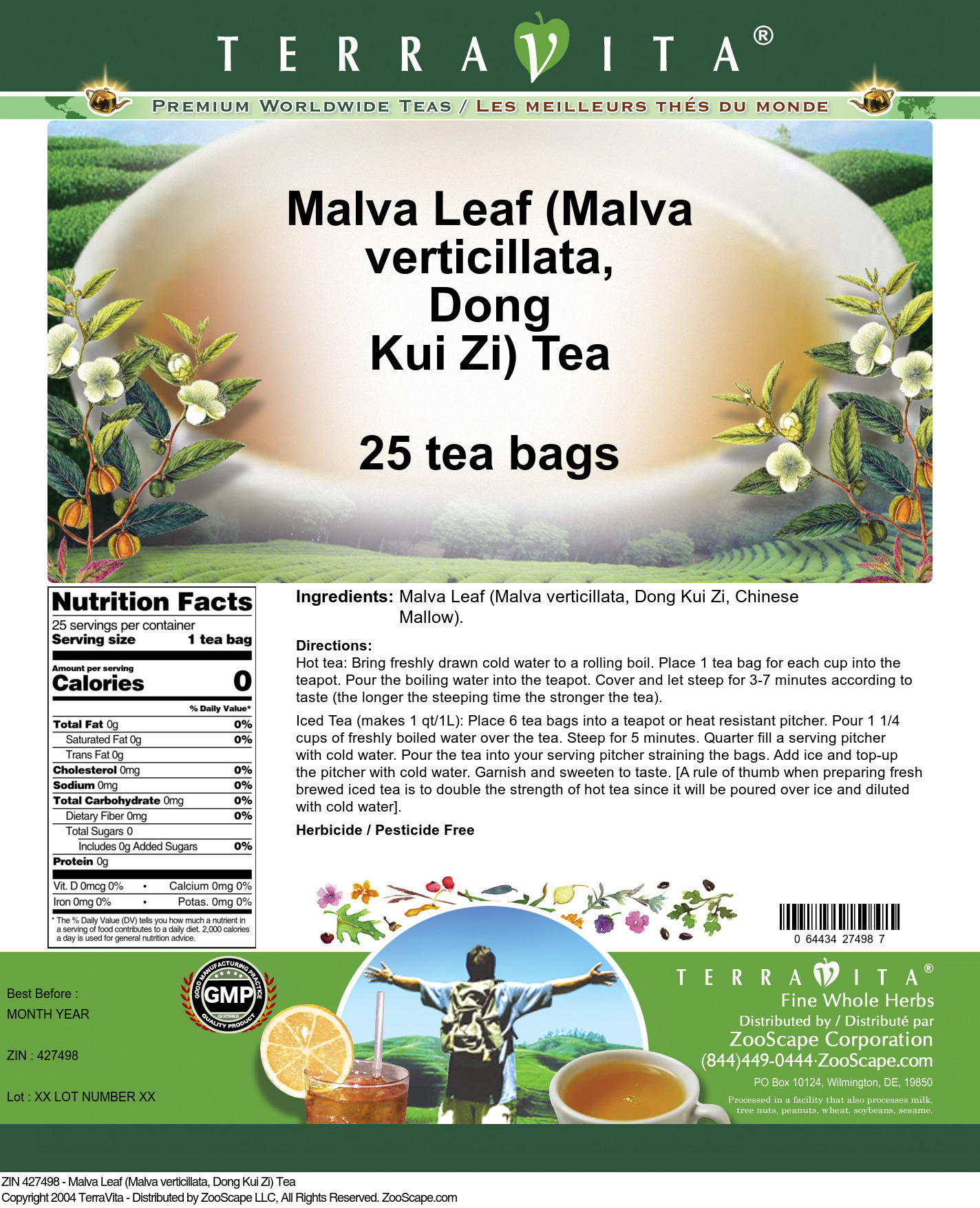 Malva Leaf (Malva verticillata, Dong Kui Zi) Tea - Label