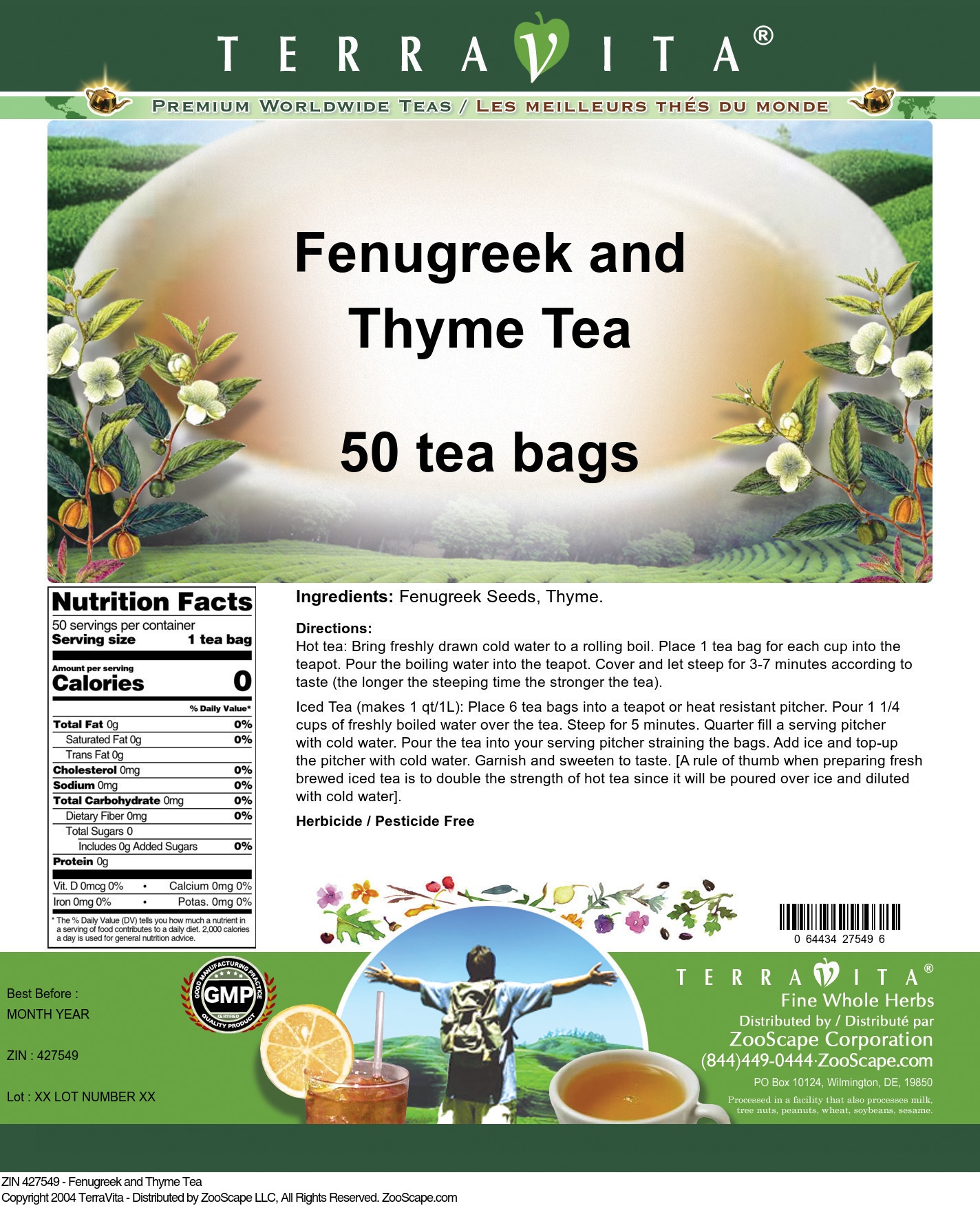 Fenugreek and Thyme Tea - Label