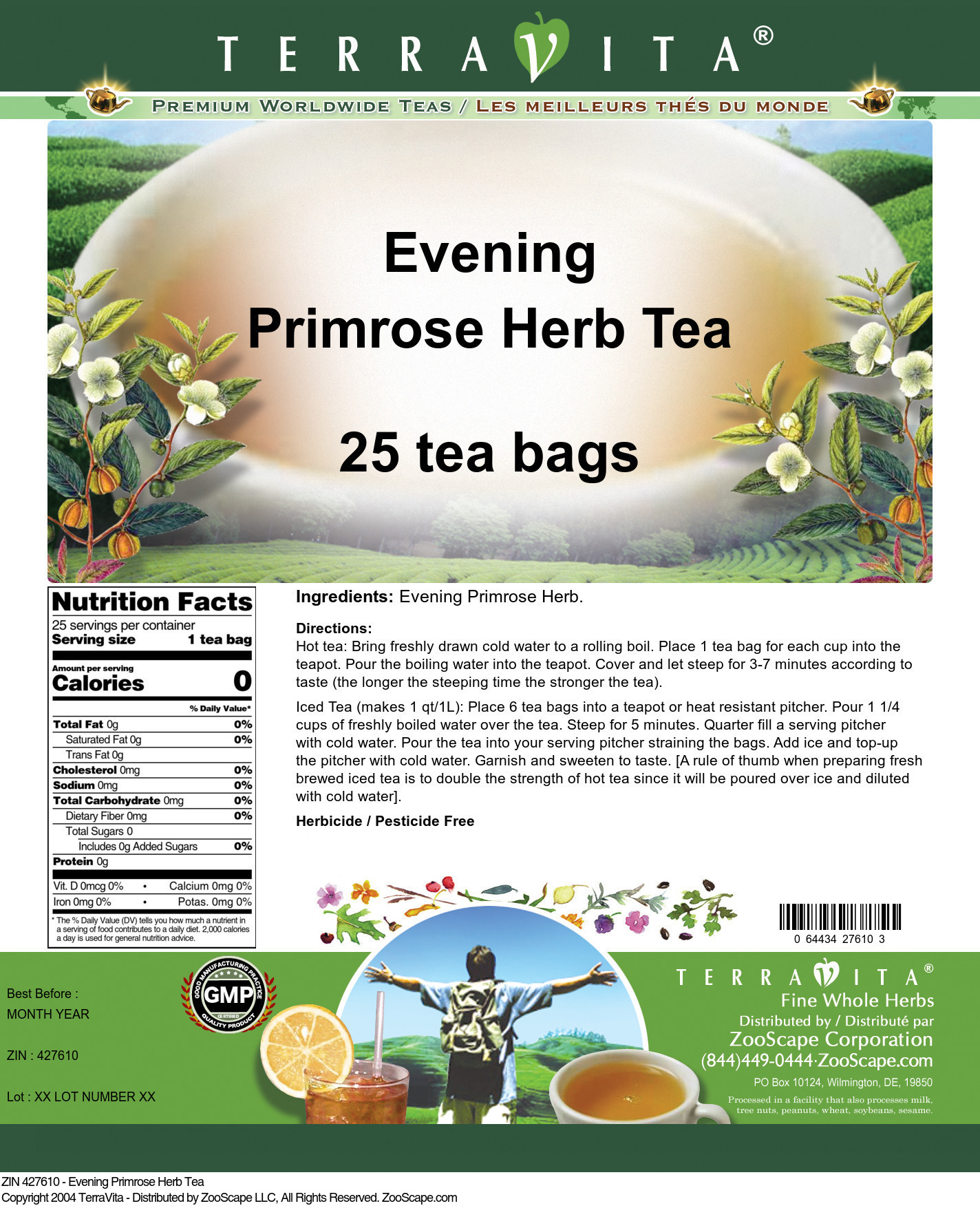 Evening Primrose Herb Tea - Label