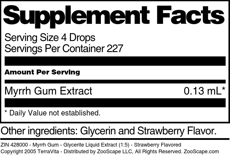 Myrrh Gum - Glycerite Liquid Extract (1:5) - Supplement / Nutrition Facts
