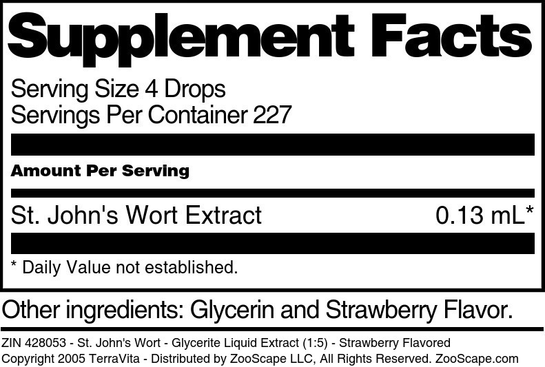 St. John's Wort - Glycerite Liquid Extract (1:5) - Supplement / Nutrition Facts