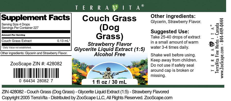 Couch Grass (Dog Grass) - Glycerite Liquid Extract (1:5) - Label