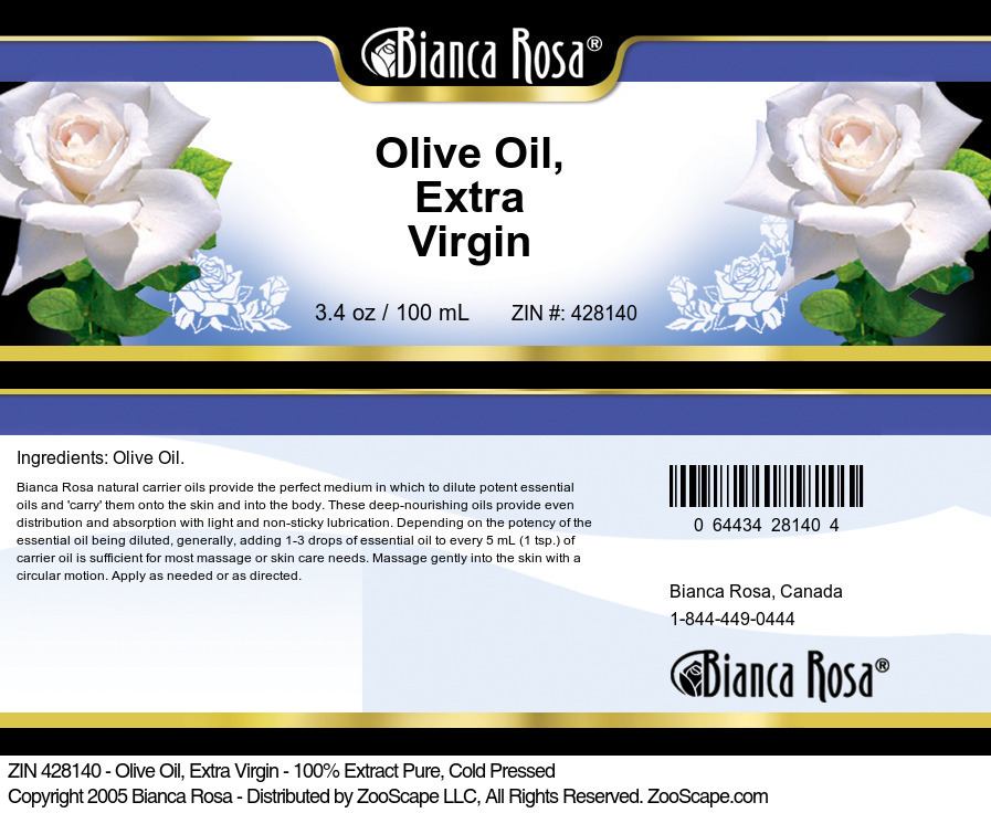 Olive Oil, Extra Virgin - 100% Pure, Cold Pressed - Label