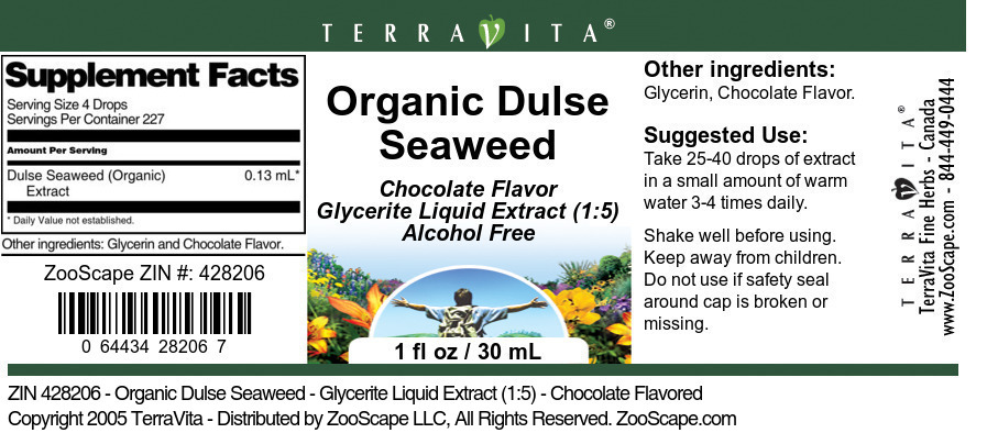 Organic Dulse Seaweed - Glycerite Liquid Extract (1:5) - Label