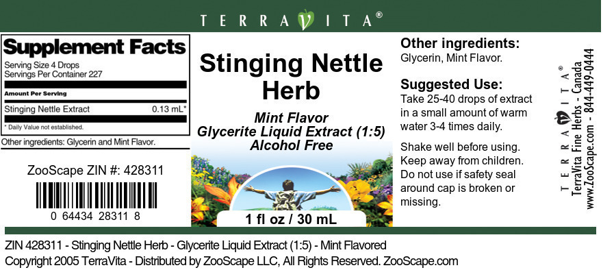 Stinging Nettle Herb - Glycerite Liquid Extract (1:5) - Label