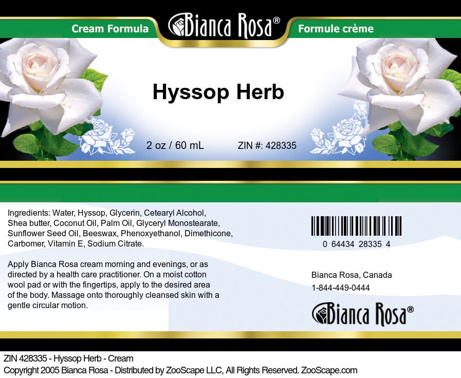 Hyssop Herb - Cream - Label