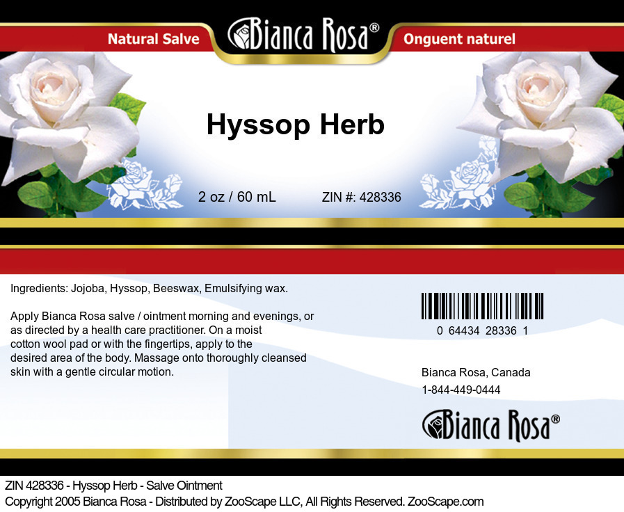 Hyssop Herb - Salve Ointment - Label