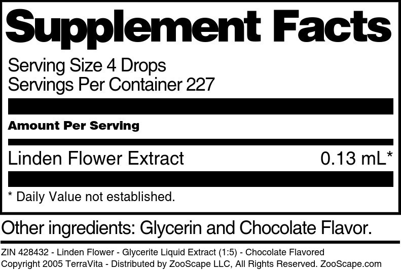 Linden Flower - Glycerite Liquid Extract (1:5) - Supplement / Nutrition Facts