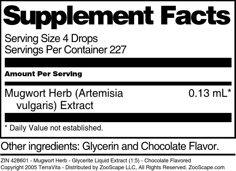 Mugwort Herb - Glycerite Liquid Extract (1:5) - Supplement / Nutrition Facts