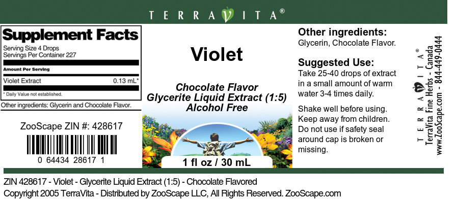 Violet - Glycerite Liquid Extract (1:5) - Label