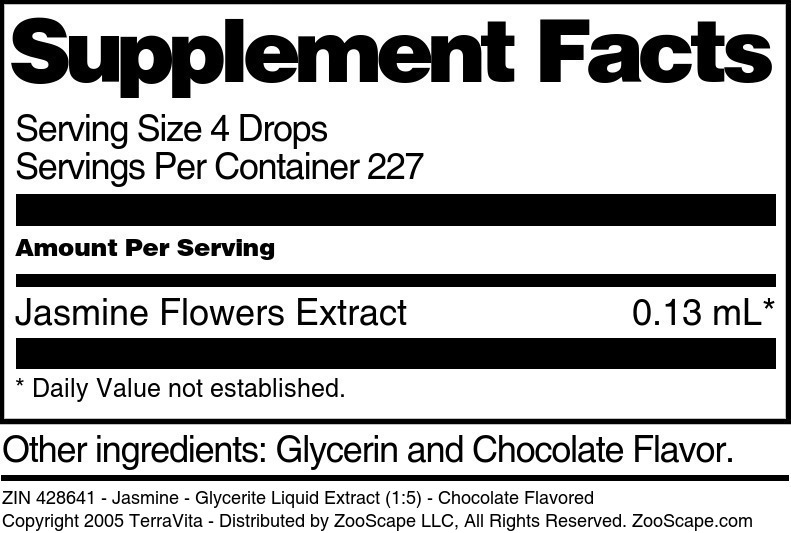 Jasmine - Glycerite Liquid Extract (1:5) - Supplement / Nutrition Facts