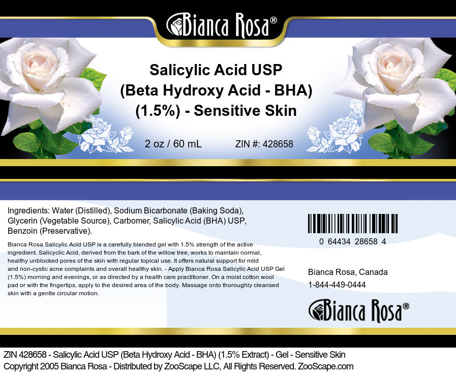 Salicylic Acid USP (Beta Hydroxy Acid - BHA) (1.5%) - Gel - Sensitive Skin - Label