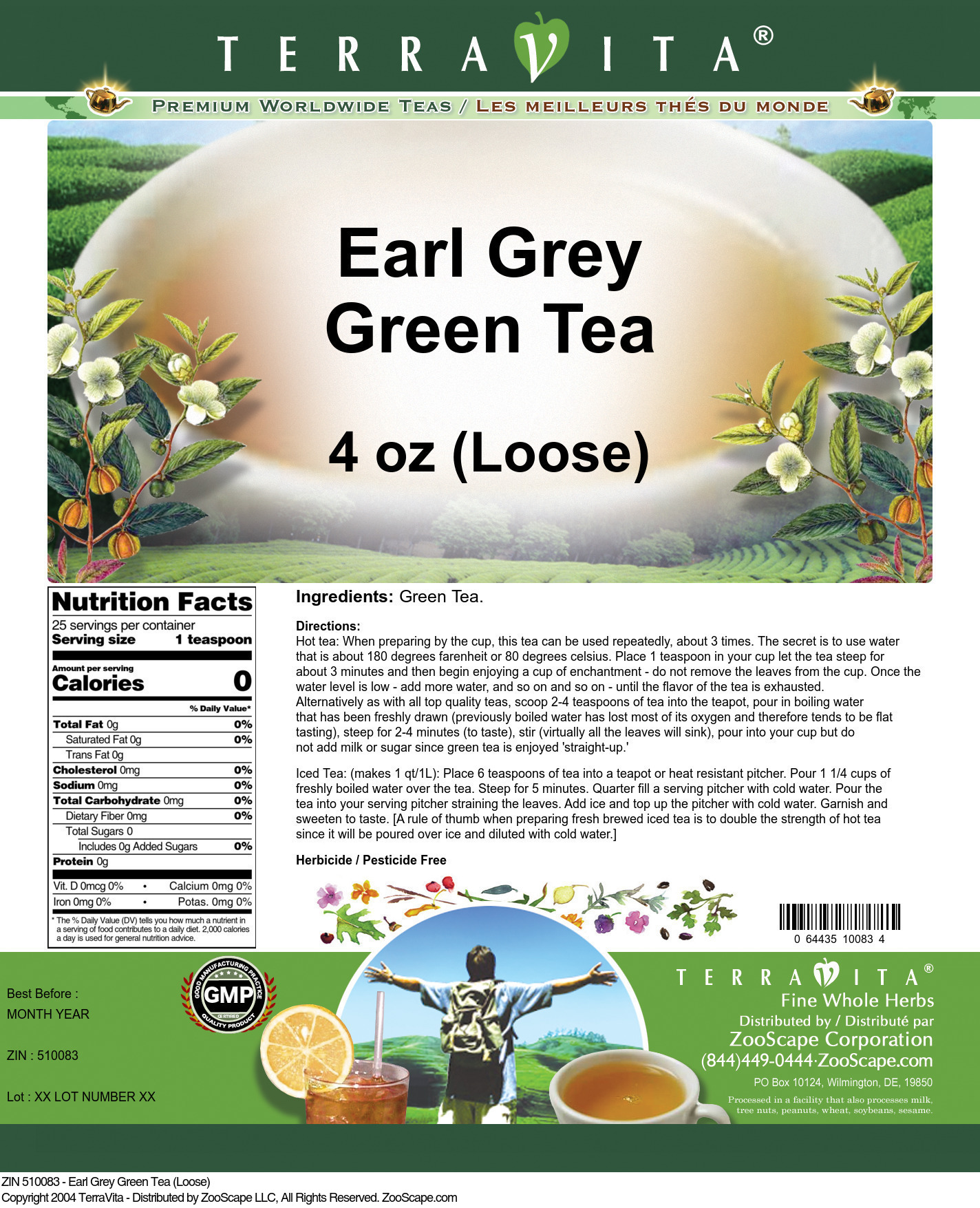 Earl Grey Green Tea (Loose) - Label