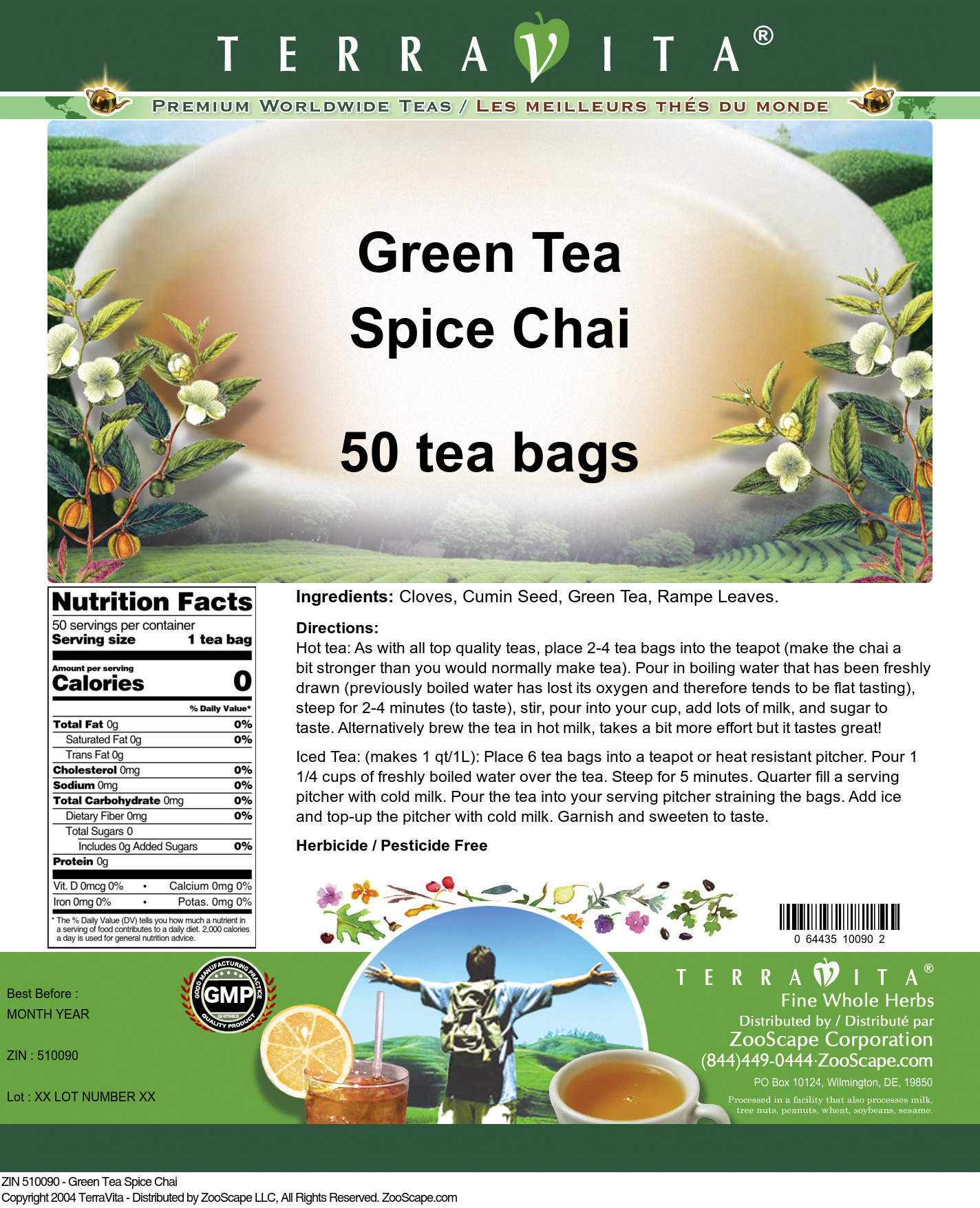 Green Tea Spice Chai - Label