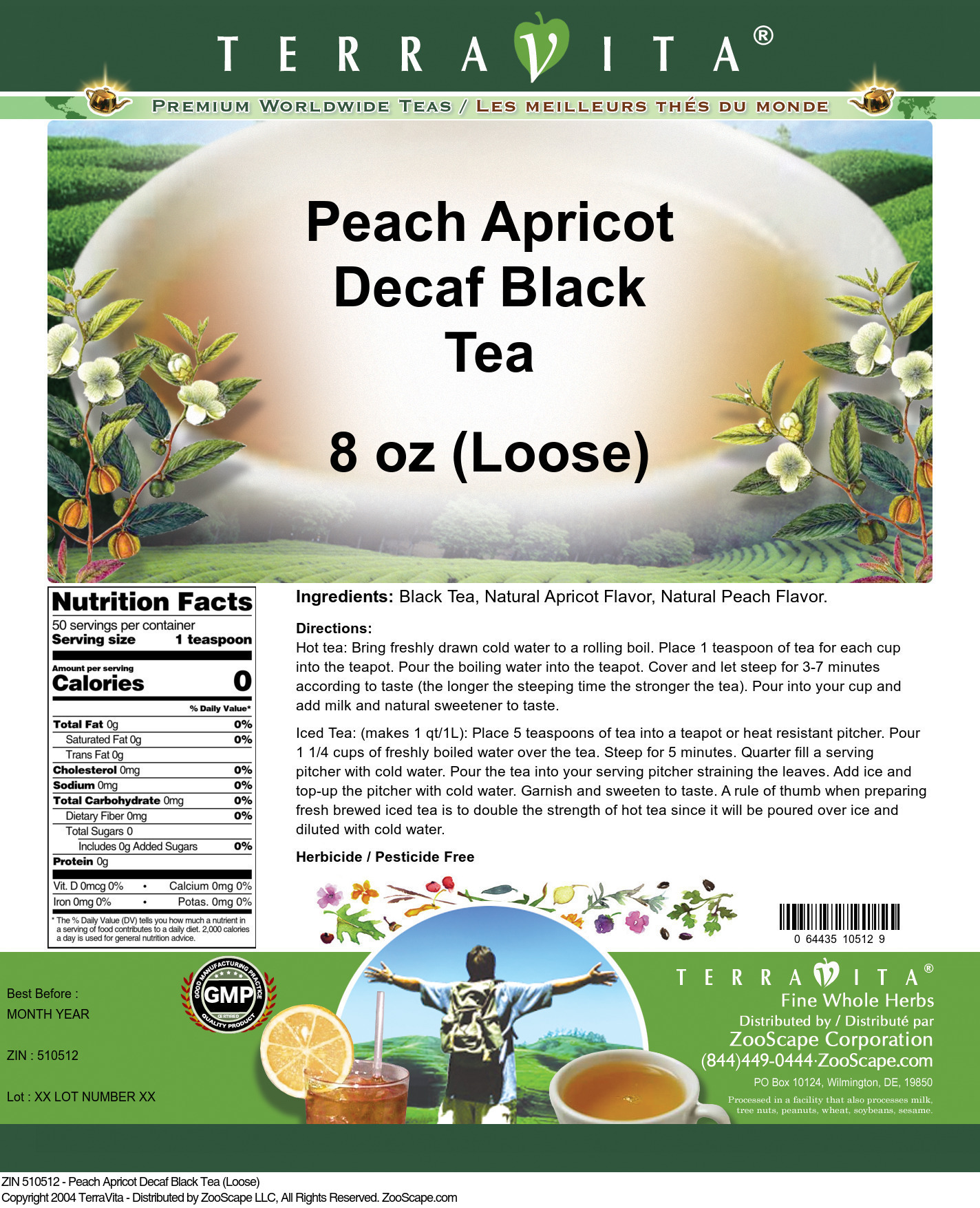 Peach Apricot Decaf Black Tea (Loose) - Label