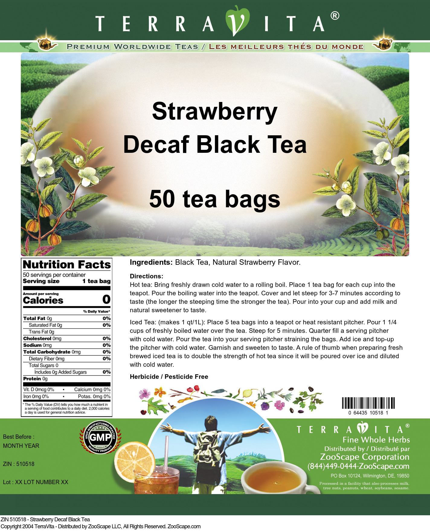Strawberry Decaf Black Tea - Label